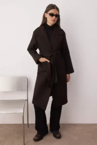 TRENDYOLMİLLA Multicolored Crowbar LONG Mono Closure Oversized Bowl Overcoat - Image 5