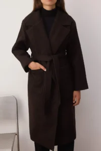 TRENDYOLMİLLA Multicolored Crowbar LONG Mono Closure Oversized Bowl Overcoat - Image 6