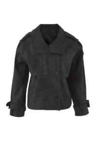 TRENDYOLMİLLA Dark Gray Diagonel Double breasted Oversized Midi Bowl Overcoat - Image 5