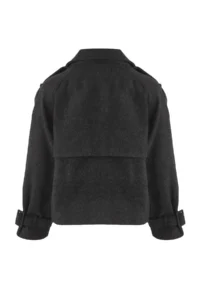 TRENDYOLMİLLA Dark Gray Diagonel Double breasted Oversized Midi Bowl Overcoat - Image 6