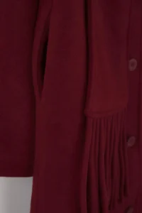 TRENDYOLMİLLA Burgundy Shawl Detailed Mono Closure Oversized LONG Bowl Overcoat - Image 7