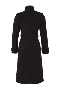 TRENDYOLMİLLA Black High Neck Diagonel Double breasted Fitted Woolly LONG Bowl Overcoat - Image 8