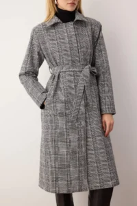 TRENDYOLMİLLA Multicolored Plaid Patterned Mono Closure LONG Oversized Overcoat - Image 3