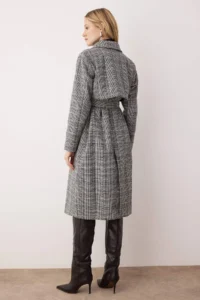 TRENDYOLMİLLA Multicolored Plaid Patterned Mono Closure LONG Oversized Overcoat - Image 4