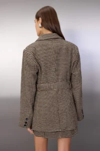 TRENDYOLMİLLA Multicolored Adjustable Belted Regular Midi Overcoat - Image 4