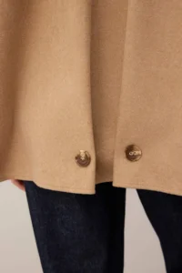 TRENDYOLMİLLA Beige Non-Body Mono Closure Oversized Midi Bowl Overcoat - Image 7