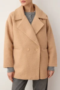 TRENDYOLMİLLA Mink Buklet Double breasted Oversized Midi Overcoat - Image 3