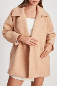 TRENDYOLMİLLA Mink Buklet Double breasted Oversized Midi Overcoat - Image 6