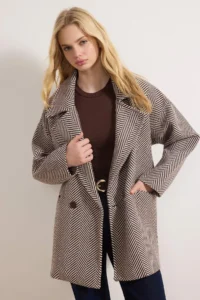 TRENDYOLMİLLA Mink Oversized Diagonel Mono Closure Midi Bowl Overcoat - Image 2