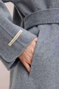 TRENDYOLMİLLA Gray 100% Woolly Handmade tied up Oversized LONG Overcoat - Image 4