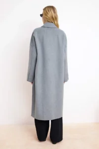TRENDYOLMİLLA Gray 100% Woolly Handmade tied up Oversized LONG Overcoat - Image 5