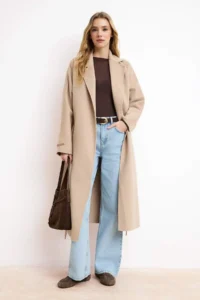 TRENDYOLMİLLA Mink  100% Woolly Handmade tied up Oversized LONG Overcoat