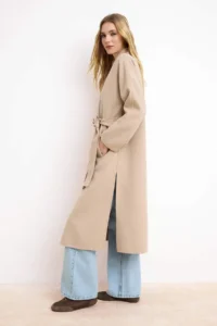 TRENDYOLMİLLA Mink  100% Woolly Handmade tied up Oversized LONG Overcoat - Image 2
