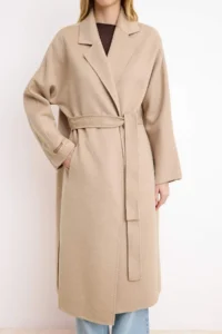 TRENDYOLMİLLA Mink  100% Woolly Handmade tied up Oversized LONG Overcoat - Image 3
