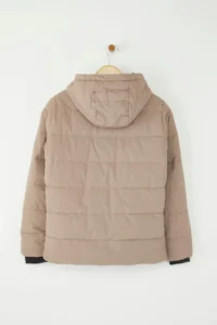 TRENDYOLMİLLA Beige Regular Pattern Hooded Water Repellent Puffer Jacket Coat - Image 10