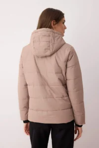 TRENDYOLMİLLA Beige Regular Pattern Hooded Water Repellent Puffer Jacket Coat - Image 6