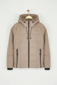TRENDYOLMİLLA Beige Regular Pattern Hooded Water Repellent Puffer Jacket Coat - Image 7