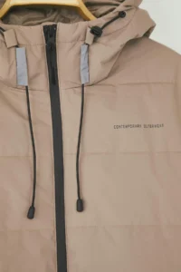 TRENDYOLMİLLA Beige Regular Pattern Hooded Water Repellent Puffer Jacket Coat - Image 8