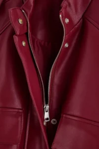TRENDYOLMİLLA Burgundy Oversized Pattern Faux Leather Bomber Jacket Thin Jacket Coat - Image 10