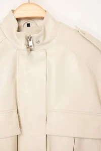 TRENDYOLMİLLA Ecru Oversized Pattern Faux Leather Bomber Jacket Thin Jacket Coat - Image 7