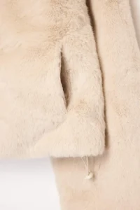 TRENDYOLMİLLA Ecru Oversized Pattern Sleeves Wide Fur Coat - Image 6