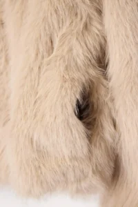 TRENDYOLMİLLA Beige Oversized Pattern Hooded Fur Coat - Image 6