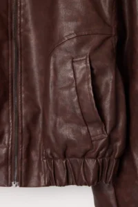 TRENDYOLMİLLA Brown Oversized Pattern Faux Leather Quilted Bomber Jacket Jacket Coat - Image 8