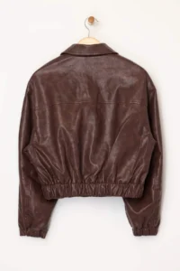 TRENDYOLMİLLA Brown Oversized Pattern Faux Leather Quilted Bomber Jacket Jacket Coat - Image 9