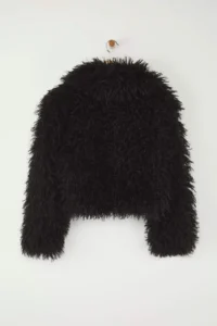 TRENDYOLMİLLA Black Regular Pattern Fur Coat - Image 6