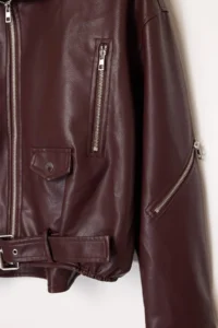 TRENDYOLMİLLA Brown Oversized Pattern Faux Leather Bomber Jacket Thin Jacket Coat - Image 6