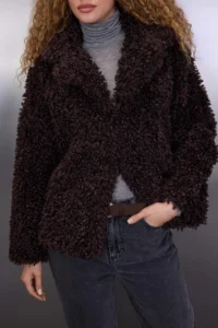 TRENDYOLMİLLA Brown Oversized Pattern Fur Coat - Image 4