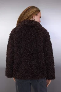 TRENDYOLMİLLA Brown Oversized Pattern Fur Coat - Image 5