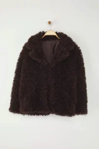 TRENDYOLMİLLA Brown Oversized Pattern Fur Coat - Image 6