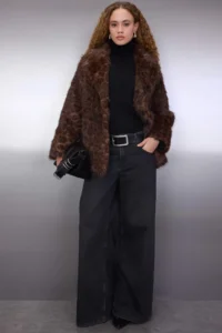 TRENDYOLMİLLA Multicolored Leopard Patterned Oversized Pattern Fur Coat - Image 2