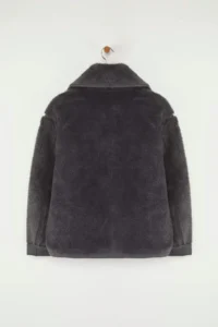TRENDYOLMİLLA Anthracite Oversized Pattern Plush Coat - Image 7