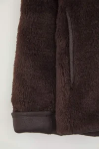 TRENDYOLMİLLA Brown Oversized Pattern Plush Coat - Image 7