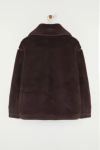 TRENDYOLMİLLA Brown Oversized Pattern Plush Coat - Image 8