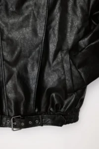 TRENDYOLMİLLA Black Regular Pattern Faux Leather Shiny Biker Thin Jacket Coat - Image 8