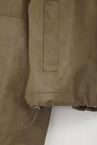 TRENDYOLMİLLA Khaki Regular Pattern Faux Leather Thin Jacket Coat - Image 7