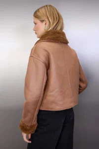 TRENDYOLMİLLA Camel Oversized Pattern Plush Detailed Suede Coat - Image 5