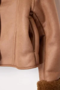 TRENDYOLMİLLA Camel Oversized Pattern Plush Detailed Suede Coat - Image 7