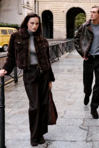 TRENDYOLMİLLA Brown Regular Pattern Suede Detailed Fur Jacket Coat - Image 2