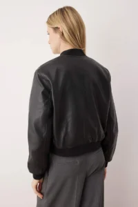 TRENDYOLMİLLA Black Regular Pattern Faux Leather Bomber Jacket Thin Jacket Coat - Image 4