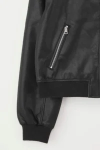 TRENDYOLMİLLA Black Regular Pattern Faux Leather Bomber Jacket Thin Jacket Coat - Image 6