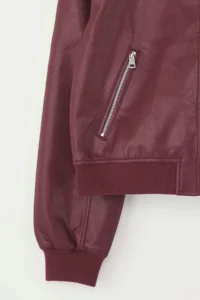 TRENDYOLMİLLA Burgundy Regular Pattern Faux Leather Bomber Jacket Thin Jacket Coat - Image 6