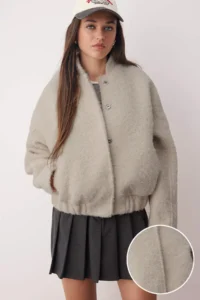 TRENDYOLMİLLA Ecru Regular Buklet Thin Jacket Coat