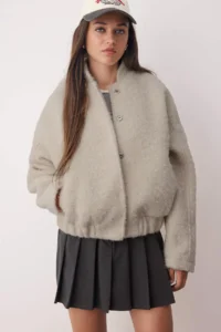 TRENDYOLMİLLA Ecru Regular Buklet Thin Jacket Coat - Image 2