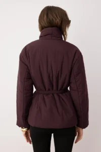 TRENDYOLMİLLA Brown Oversized Pattern Binding Detailed Puffer Jacket Coat - Image 4