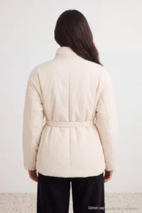 TRENDYOLMİLLA Ecru Oversized Pattern Binding Detailed Puffer Jacket Coat - Image 4