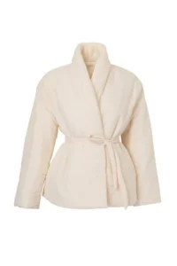 TRENDYOLMİLLA Ecru Oversized Pattern Binding Detailed Puffer Jacket Coat - Image 5